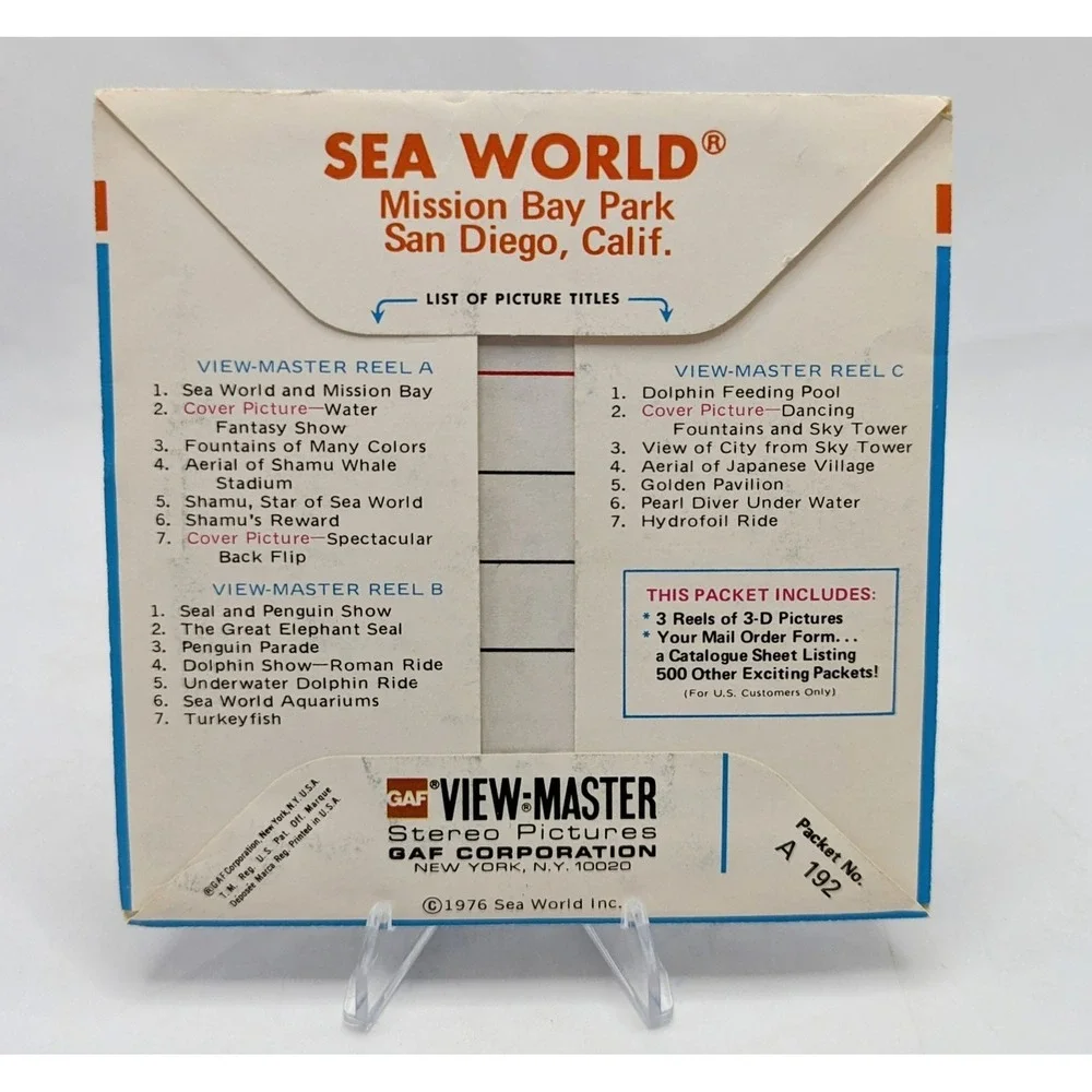 1976 GAF View-Master Sea World California 21 Stereo Pictures 3 Reel Pack
